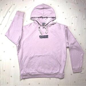 Crooked Tongues Graphic Lavender Hoodie Size Large